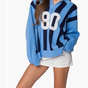 Edikted larson stripe oversized graphic polo sweater